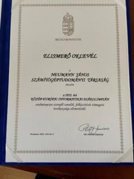Miniszteri oklevél a diákolimpiai felkészítésért