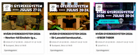 Nyári Gyerekegyetemi Táborok az Óbudai Egyetemen